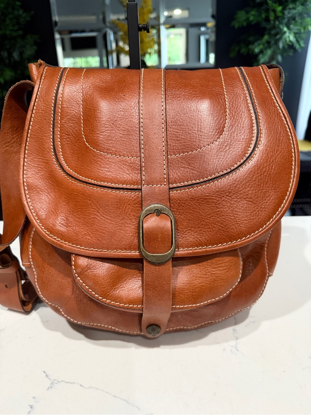 Gorgeous Patricia Nash Barcelona Women's Tan Leather Saddle Crossbody Bag